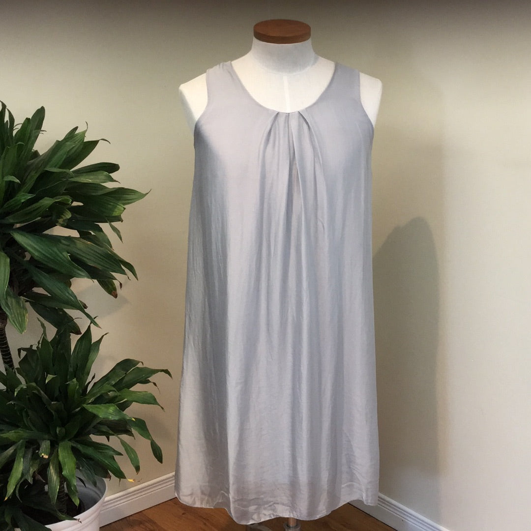 "M'' Made in Italy- Woven Linen Sleeveless Dress- Silver